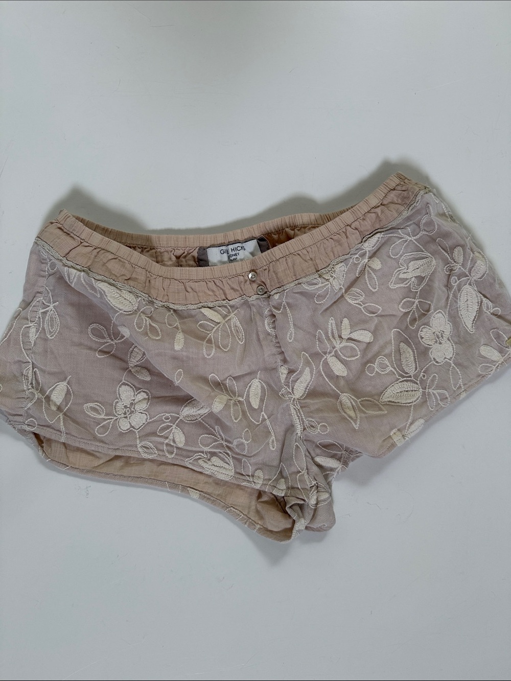 Gilly Hicks Blush Floral Embroidered Lounge Shorts